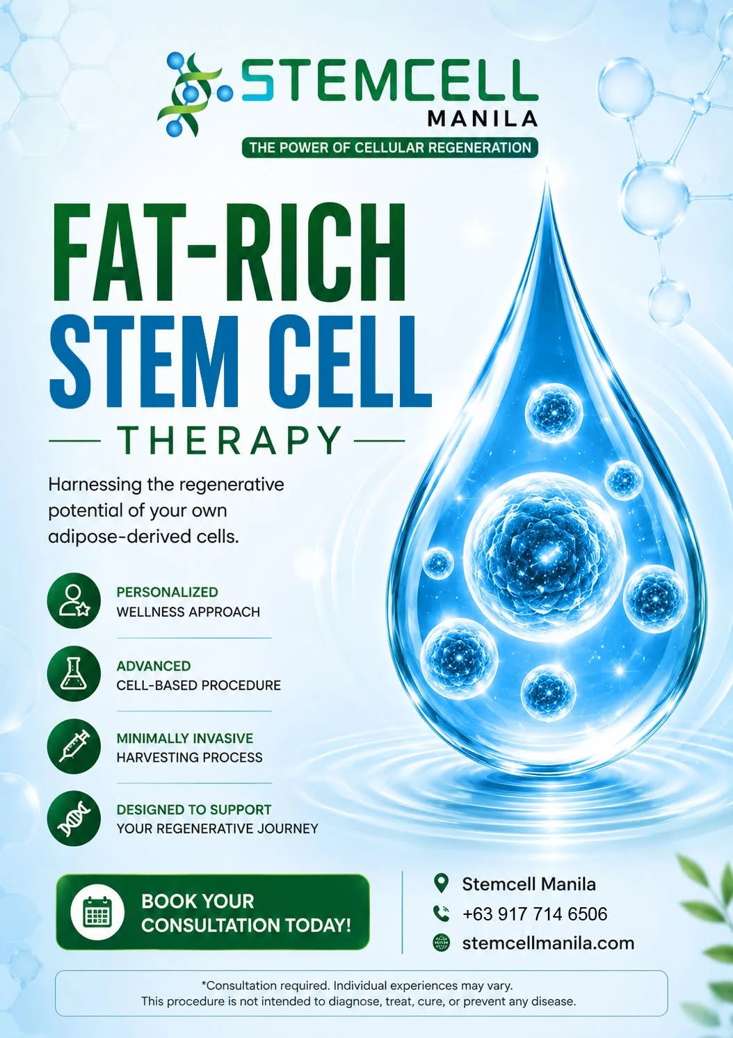 Fat-rich stem cell therapy brand creative