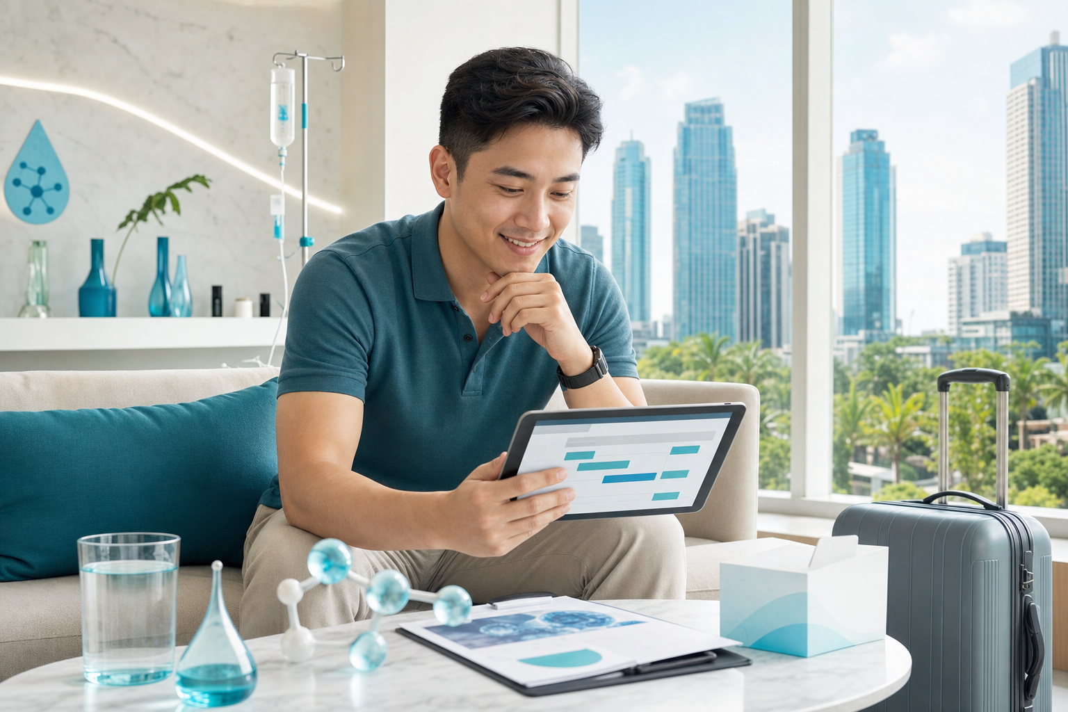 Singapore patient reviewing IV wellness options in Makati