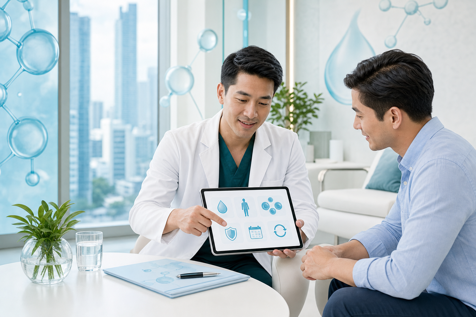 Doctor reviewing regenerative wellness options with a StemCell Manila patient